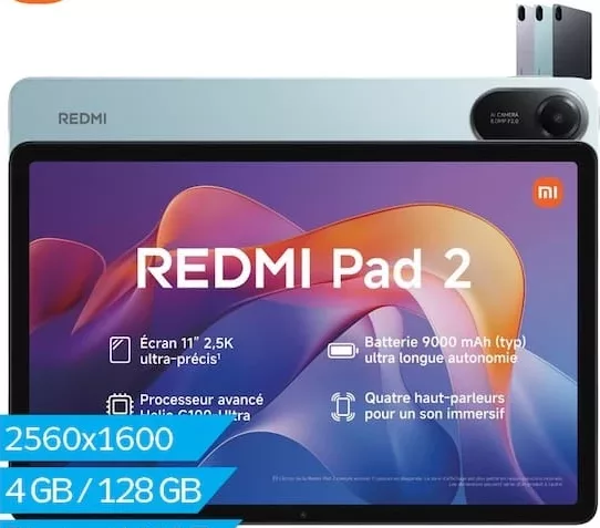 Tabletă Xiaomi Redmi Pad 2, 9,7″, 2560×1600, 4/128 GB, Bluetooth/Wi-Fi, 9000 mAh; Sound Pocket Gray cadou; imagine: 11″