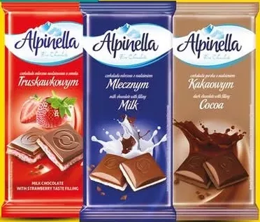 ALPINELLA Ciocolată cu umplutură, sortiment divers, 100g