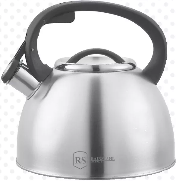RAINSTAHL Ceainic inox, potrivit pentru toate tipurile de gătit, corp din oțel inoxidabil, 2,5 L, mâner nailon negru, preț/bucată