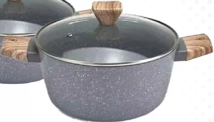 SILVERSTONE Cratiță, diametru 24 cm, aliaj de aluminiu, interior cu strat antiaderent din marmură cu 2 straturi, potrivită pentru plită ceramică, inducție, aragaz și plită electrică, preț/bucată