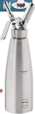 METRO PROFESSIONAL Sifon frișcă, 1 L, dispozitiv profesional de spumare, preparare fierbinte și rece până la 70 °C, oțel inoxidabil 18/10, include 3 duze și 1 perie, preț/bucată