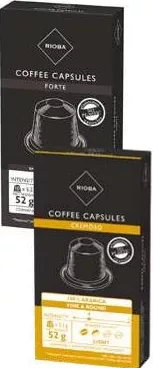 RIOBA Nespresso cafea capsule, diverse sortimente, 10 × 5,2 g; de la 3 bucăți: 44,90 lei/înfoliere (1–2 bucăți: 47,90 lei/înfoliere)