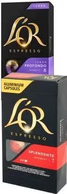 L’OR cafea capsule, diverse sortimente, 10 × 5,2 g; de la 3 bucăți: 64,90 lei/cutie (1–2 bucăți: 69,90 lei/cutie)