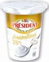 PRESIDENT Smântână, 350 g, 25% grăsime; 1–3 bucăți