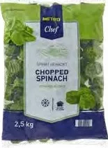 METRO CHEF Spanac porționat congelat, 1 kg; 1–3 bucăți