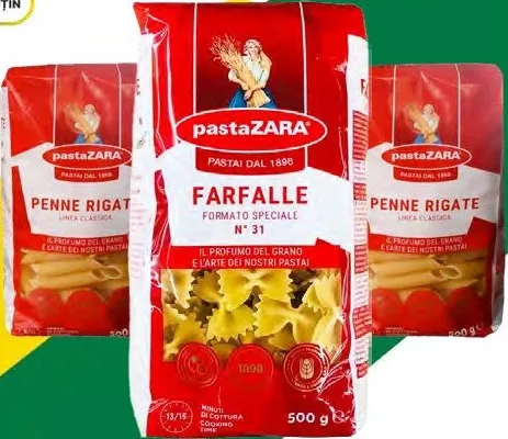 PASTA ZARA Paste făinoase din grâu dur, Farfalle / Penne rigate, 500 g, preț/bucată; 1–2 bucăți