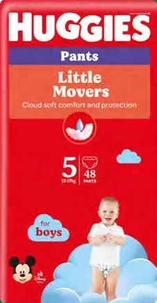 HUGGIES Pants Scutece copii, mărimea 5, 48 bucăți/înfoliere, preț/înfoliere; la cumpărarea unei înfolieri