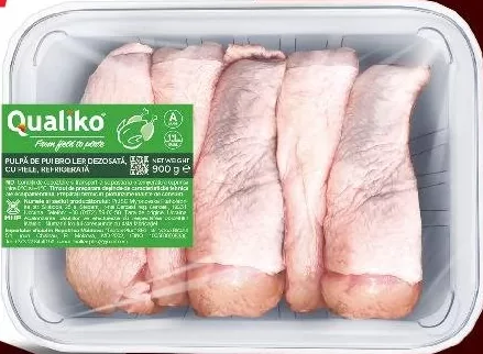 QUALIKO Pulpe pui Broiler, dezosate, cu piele, refrigerate, 900 g