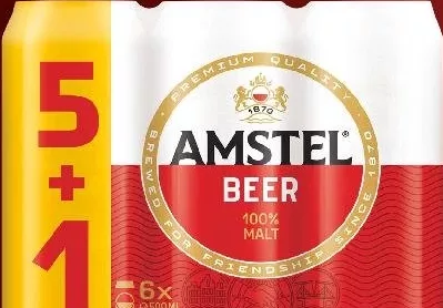 AMSTEL Bere blondă, 5% alcool, pachet promoțional 5+1, 6 × 0,5 l
