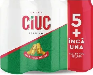 CIUC PREMIUM Bere blondă, 5% alcool, pachet promoțional 5+1, 6 × 0,5 l