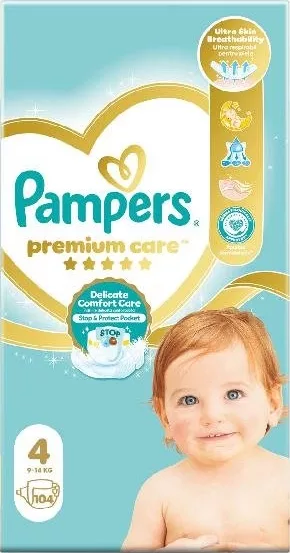 PAMPERS PREMIUM CARE Scutece, 8–14 kg, 104 buc; în limita stocului disponibil