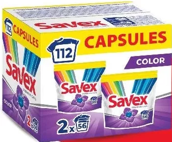 SAVEX Detergent capsule pentru rufe color, 112 utilizări, 2 × 56 buc