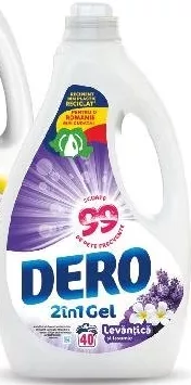 DERO 2ÎN1 Detergent lichid pentru rufe, diverse sortimente, 40 utilizări, 2 l