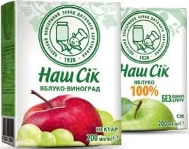 Наш Сік Nectar Mere/Mere-Struguri, 200 ml