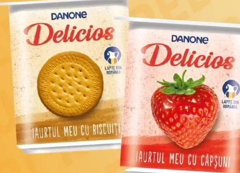 Iaurt Danone Delicios în sortiment: biscuiți/căpșuni, 125 g; 15–28.10