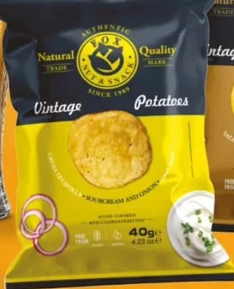 Chipsuri Fox în sortiment: smântână și ceapă/sare de mare, 40 g; 15–28.10