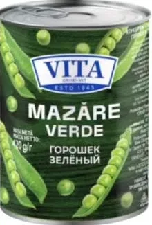 Mazăre verde „Vita”, 420 g; 15–28.10
