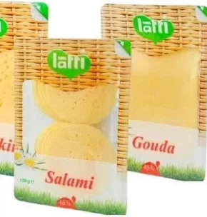 Cașcaval feliat „Latti” în sortiment: Rosiiskii/Salami/Gouda, 150 g; 15–28.10