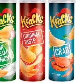Kracks, chips Sour Cream & Onion, Original Taste sau Crab, 160 g; 15–28.10