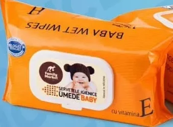 Family, șervețele umede Baby cu vitamina E, 120 bucăți; 15–28.10