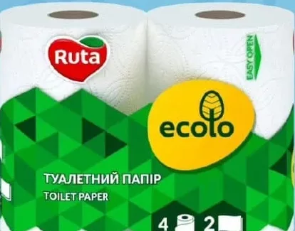 Ruta Ecolo Green Line, hârtie igienică, 2 straturi, 4 role; 15–28.10