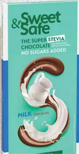 SWEET&SAFE Молочний шоколад зі стевією, без доданого цукру 90 g
