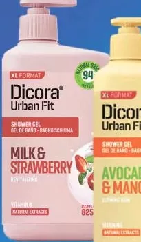 DICORA Гель для душу 825 мл, Milk & Strawberry/Avocado & Mango/Matcha Tea & Pear, в асортименті