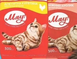 МЯУ! Корм для котів 300 г, курка/кролик, в асортименті