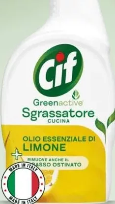 Degresant de bucătărie Cif Greenactive cu ulei esențial de lămâie, 650 ml