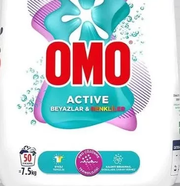 Detergent pudră OMO Active, rufe albe și colorate, 7,5 kg, 50 spălări