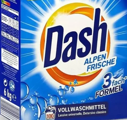 Detergent pudră Dash Alpen Frische sau Color Frische, 6 kg, 100 spălări