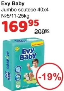 Evy Baby Jumbo scutece nr. 5, 11–25 kg, 40 buc