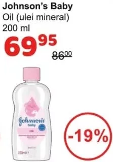 Johnson’s Baby Oil ulei mineral, 200 ml