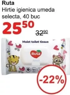 Ruta hârtie igienică umedă Selecta, 40 buc