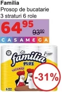 Familia prosop de bucătărie 3 straturi, 6 role