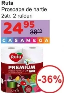 Ruta prosoape de hârtie 2 straturi, 2 rulouri