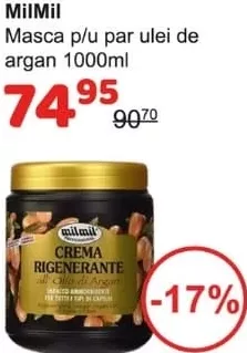 MilMil mască de păr cu ulei de argan 1000 ml