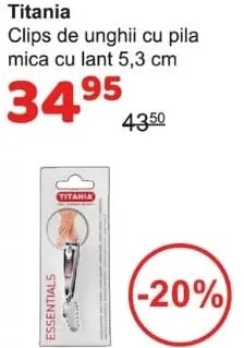 Titania clips de unghii cu pilă mică și lanț 5,3 cm