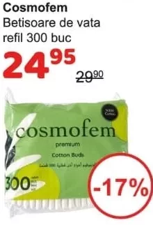 Cosmofem bețișoare de vată Refill 300 buc.