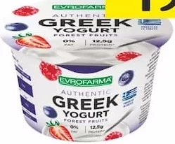 Iaurt grecesc Evrofarma 0% în sortiment, 150 g