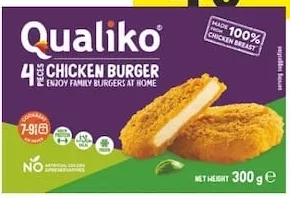 Burger de pui Qualiko, 0,3 kg