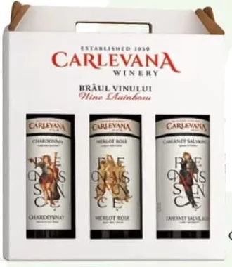 Set Carlevana Renaissance, vin Chardonnay 2025 + Merlot Rosé 2025 + Cabernet Sauvignon 2022, 3×0.75 l