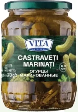 Vita castraveți marinați 6–9 cm, 670 g