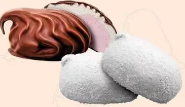 BANZELLA Zefir cu glazura Latte 67g/aromă de cocos 94g