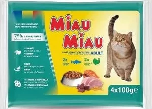 Miau Miau Mix Pack Вологий корм для котів, індичка та лосось 4 × 100 g