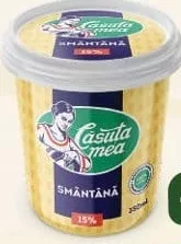 Căsuța Mea сметана 20%, 350 г; на изображении упаковки указано 15%