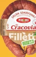 Колбаса Краковская полукопчёная FILLETTI 1 кг; Кешбэк в MyLOCAL: отсканируйте карту в приложении до оплаты; только для товара из буклета с зелёным ценником на полке. 10%; 16.29 MDL cashback.