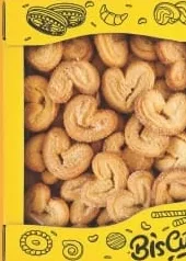 Печенье слоёное ушки BISCUITE 400 г; Кешбэк в MyLOCAL: отсканируйте карту в приложении до оплаты; только для товара из буклета с зелёным ценником на полке. 10%; 3.49 MDL cashback.