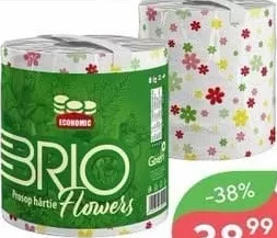 Бумажное кухонное полотенце Brio Flowers 2 слоя, 210 листов, 22×22 см, 400 г