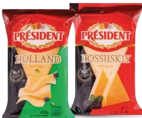 PRESIDENT Сыр Российский/Голландский 50% 180г